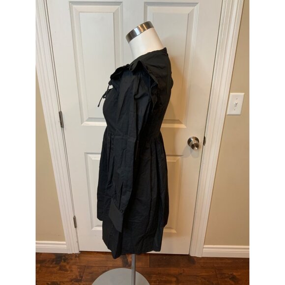 Stellah Black Poplin Long Sleeve Tie Front Dress NWT $196, Size Small - Picture 3 of 5